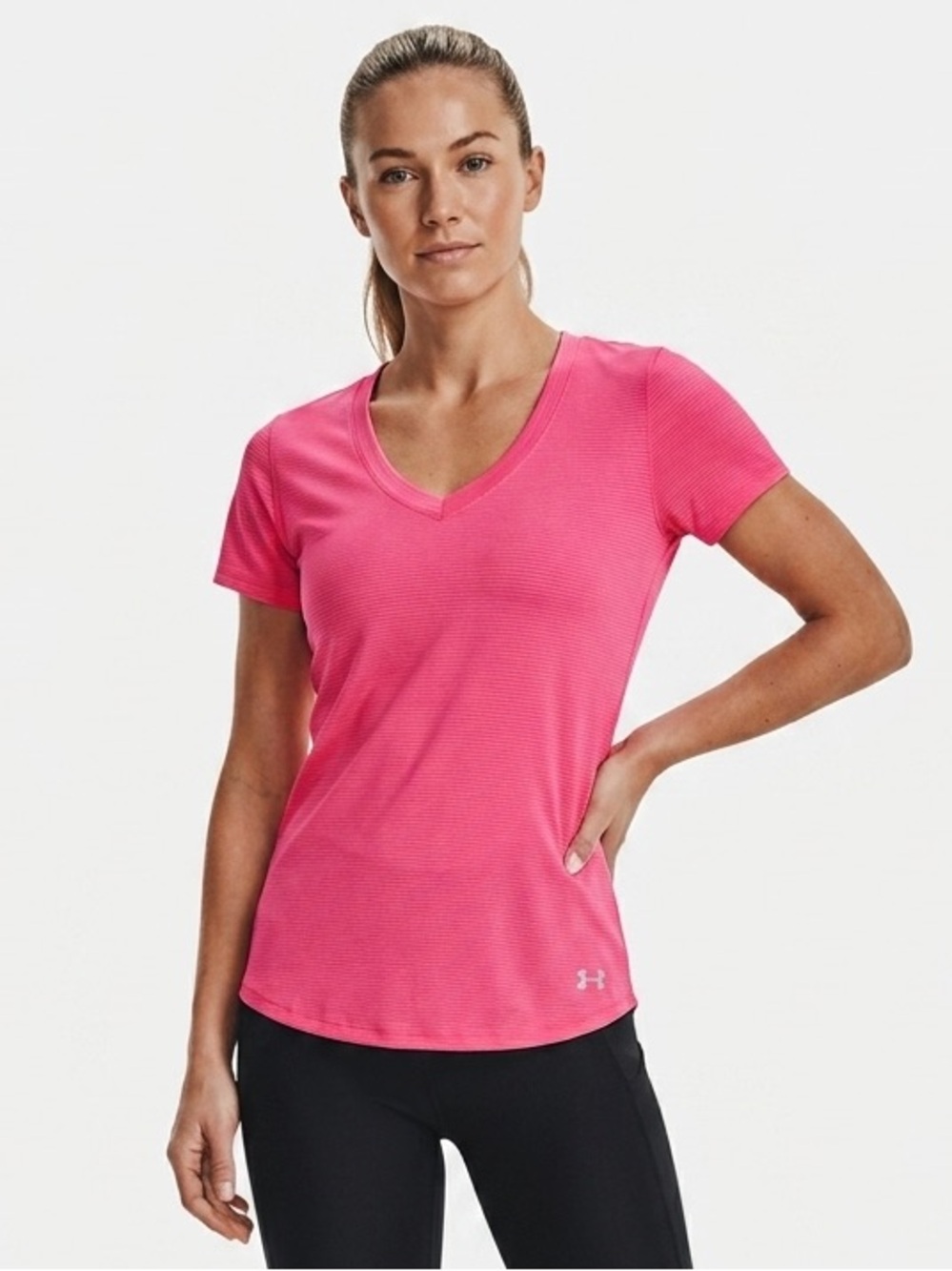 UNDER ARMOUR UA Coral Heat Gear V Neck T-Shirt XS Extra Small EUC $30